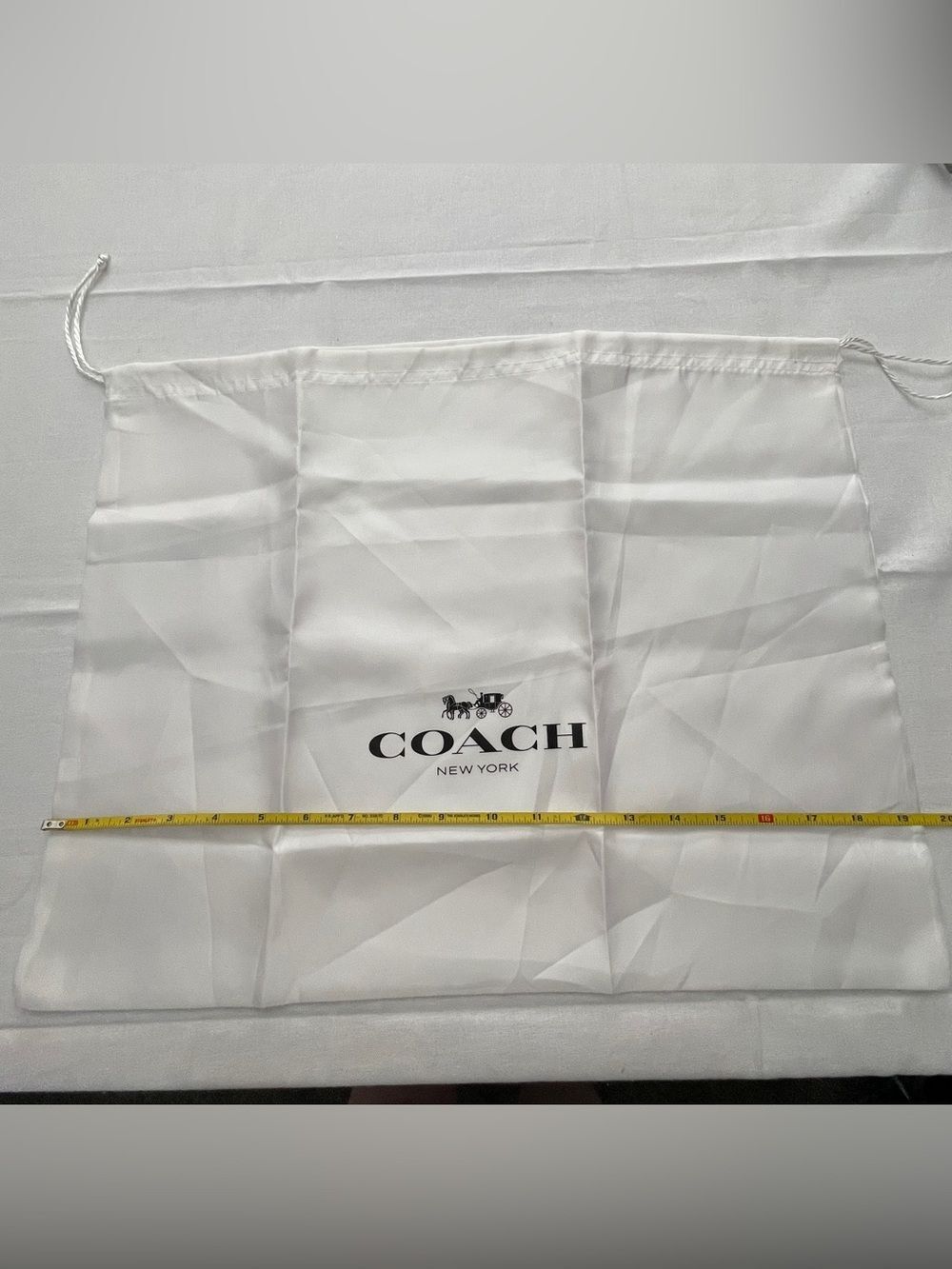 Coach White Dust Bag with Black Logo 19”x15.5”